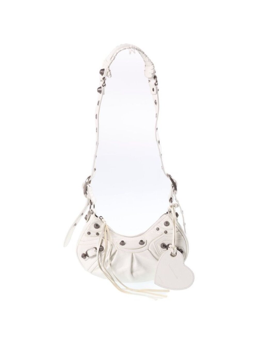 Balenciaga Le Cagole XS Shoulder Bag White Shiny Calfskin Silver